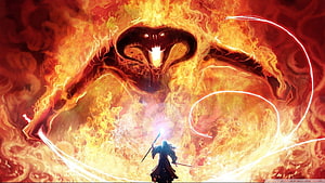 Lord of the Rings Epic Fire Demon Battle Fantasy Artwork HD wallpaper