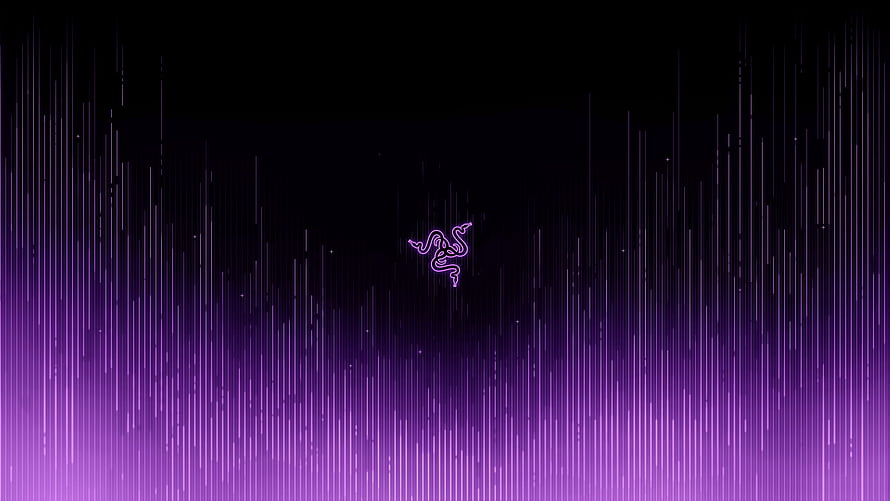 Razer Gaming Logo with Purple Neon Rain and Dark Gradient Background HD wallpaper