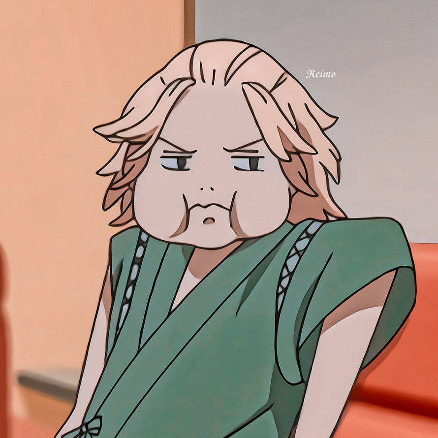 Mikey Chibi Character from Tokyo Revengers in Green Kimono with Grumpy Expression HD phone wallpaper