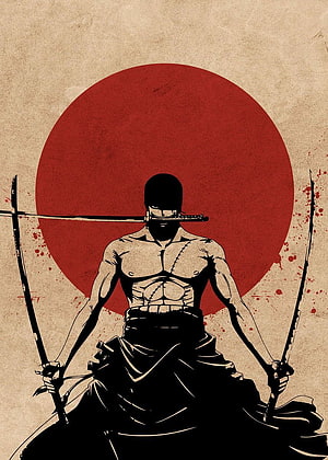 Guts Berserk Anime Character With Swords Against Red Sun Background HD phone wallpaper