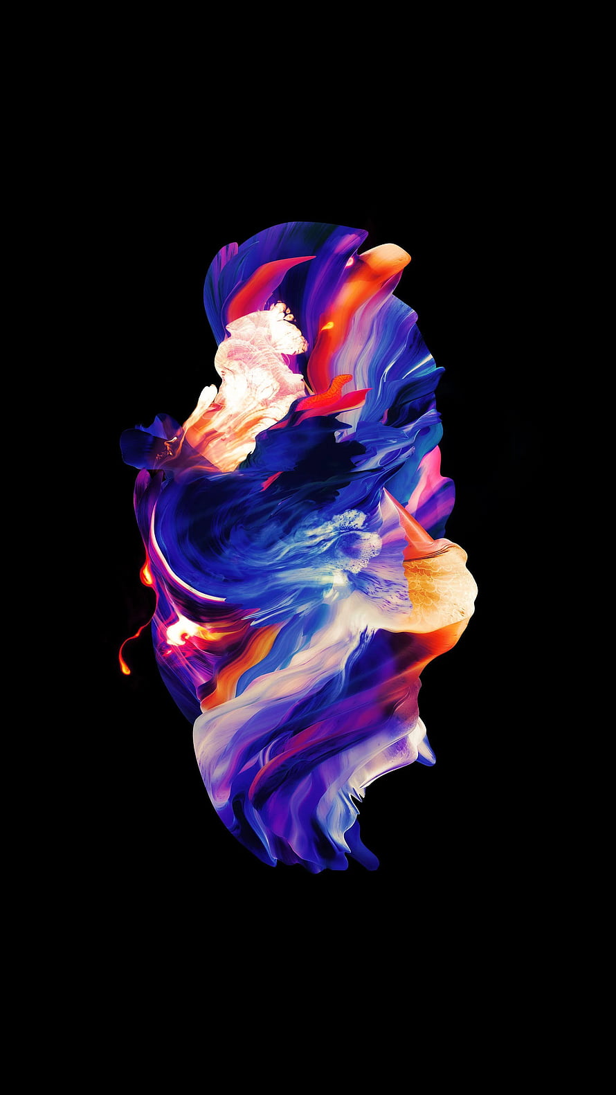 Vibrant Abstract Fluid Art with Swirling Blue and Orange Ink on Black Background HD phone wallpaper