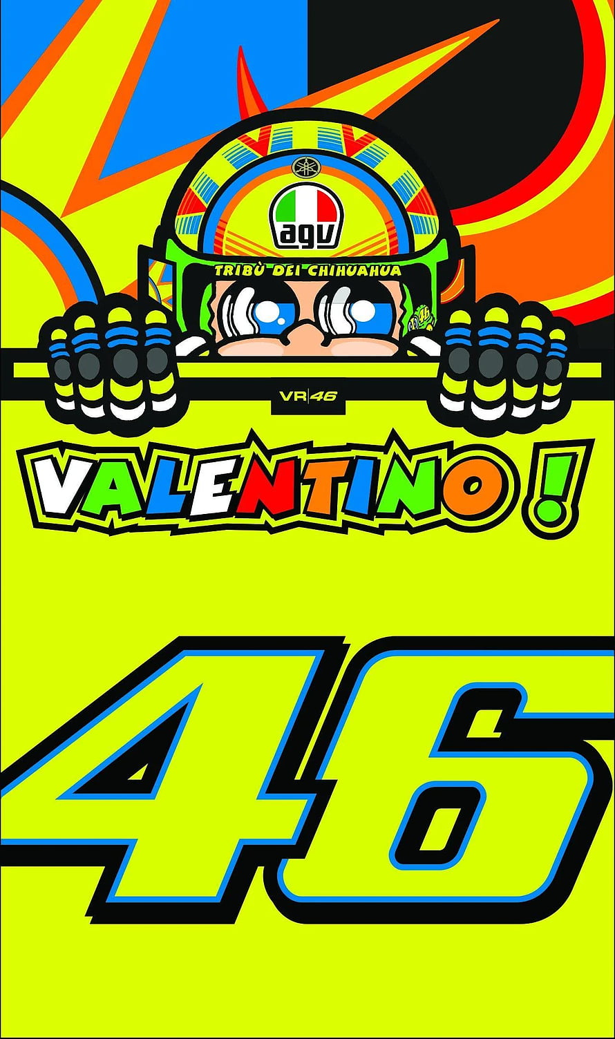 Valentino Rossi VR46 Pop Art Illustration with Helmet and Racing Gloves HD phone wallpaper