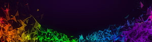 Vibrant Rainbow Geometric Triangles on Dark Background HD wallpaper