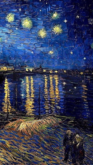 Starry Night Over the Rhone by Vincent Van Gogh Artwork Wallpaper HD phone wallpaper