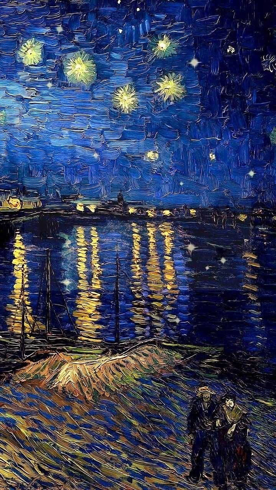 Starry Night Over the Rhone by Vincent Van Gogh Artwork Wallpaper HD phone wallpaper