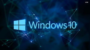 Windows 10 Logo with Glowing Network Connections on Dark Blue Background HD wallpaper
