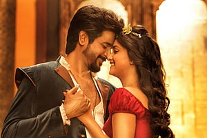 Sivakarthikeyan and Keerthi Suresh in romantic period costume from Remo Tamil film HD wallpaper