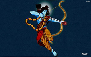Lord Rama Drawing Bow and Arrow Illustration HD wallpaper
