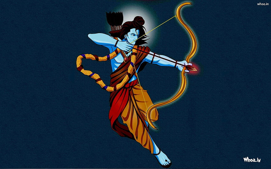 Lord Rama Drawing Bow and Arrow Illustration HD wallpaper