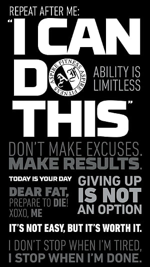 Aspire Fitness Gym Motivation Poster With Bold White Typography On Black Background HD phone wallpaper