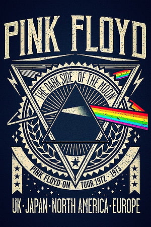 Pink Floyd The Dark Side of the Moon 1972-1973 Tour Poster with Prism and Rainbow HD phone wallpaper