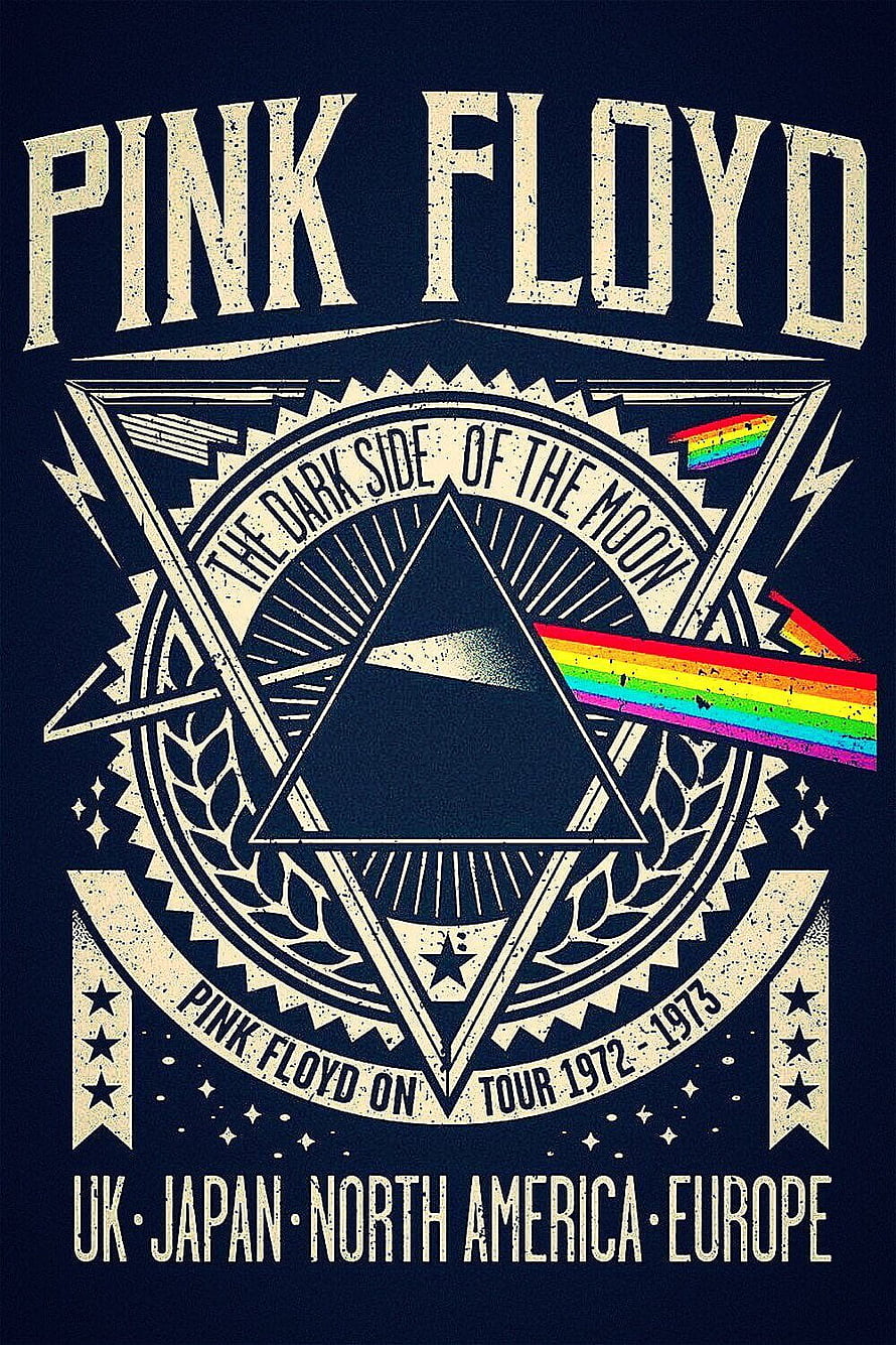 Pink Floyd The Dark Side of the Moon 1972-1973 Tour Poster with Prism and Rainbow HD phone wallpaper