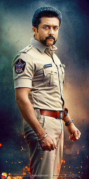 Surya in Police Uniform from Singam Movie Poster HD phone wallpaper