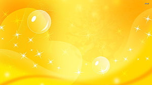 Vibrant Yellow Abstract Background with Bubbles and Sparkling Starbursts HD wallpaper