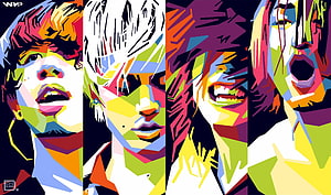 One Piece Luffy Zoro Sanji and Usopp Pop Art Style Colorful Anime Character Portrait Wallpaper HD wallpaper