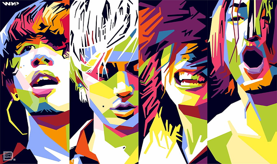 One Piece Luffy Zoro Sanji and Usopp Pop Art Style Colorful Anime Character Portrait Wallpaper HD wallpaper