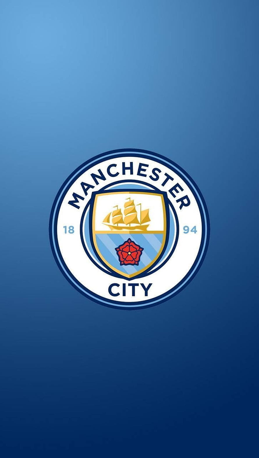 Manchester City Official Club Crest on Sky Blue Gradient Background HD phone wallpaper