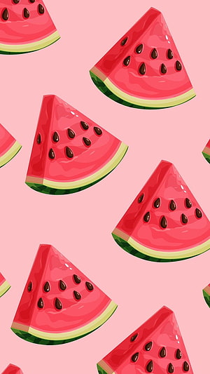 Cute Watermelon Slices Pattern on Pink Background HD phone wallpaper