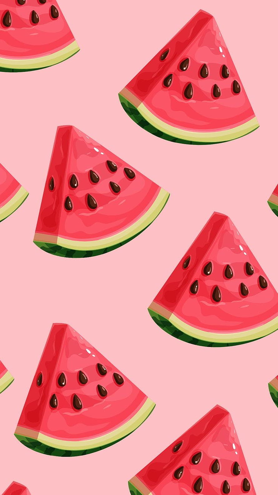 Cute Watermelon Slices Pattern on Pink Background HD phone wallpaper