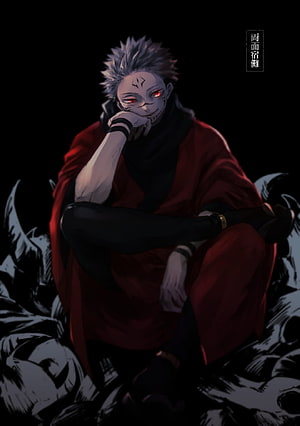 Sukuna Ryomen Anime Character Portrait Sitting Amidst Skulls HD phone wallpaper