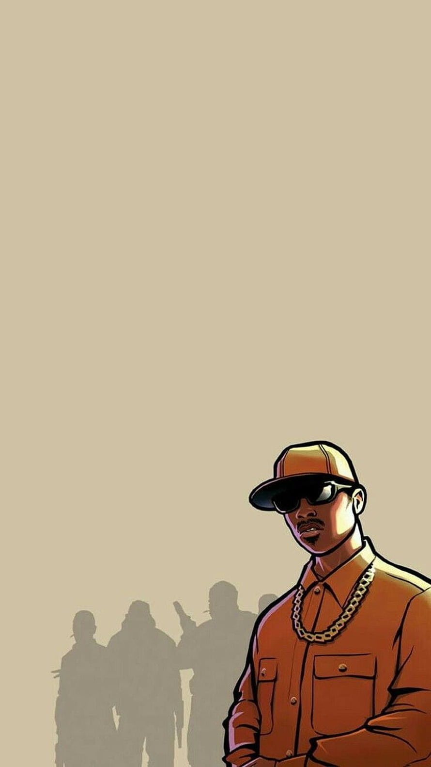 GTA San Andreas CJ in Orange Prison Uniform with Gold Chain and Cap HD phone wallpaper