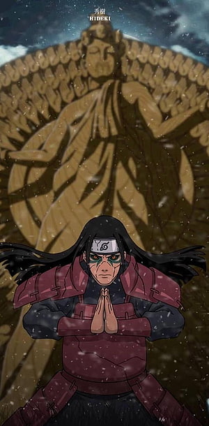 Hashirama Senju in Sage Mode with Wood Release Statue in Snowfall HD phone wallpaper