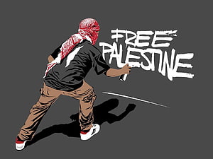 Free Palestine Street Art Illustration of a Protester with Spray Paint HD wallpaper