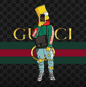 Bart Simpson in Gucci Streetwear with Supreme Hoodie and Ripped Jeans HD phone wallpaper