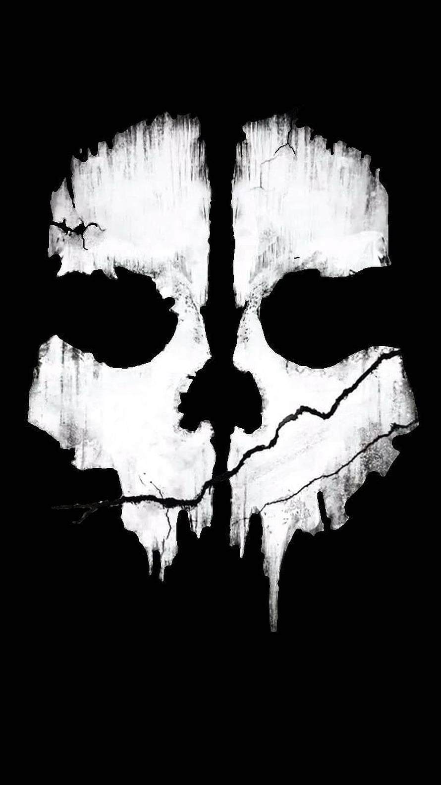 Grunge Skull Artwork With Cracked Texture And Dripping Edges On Black Background HD phone wallpaper