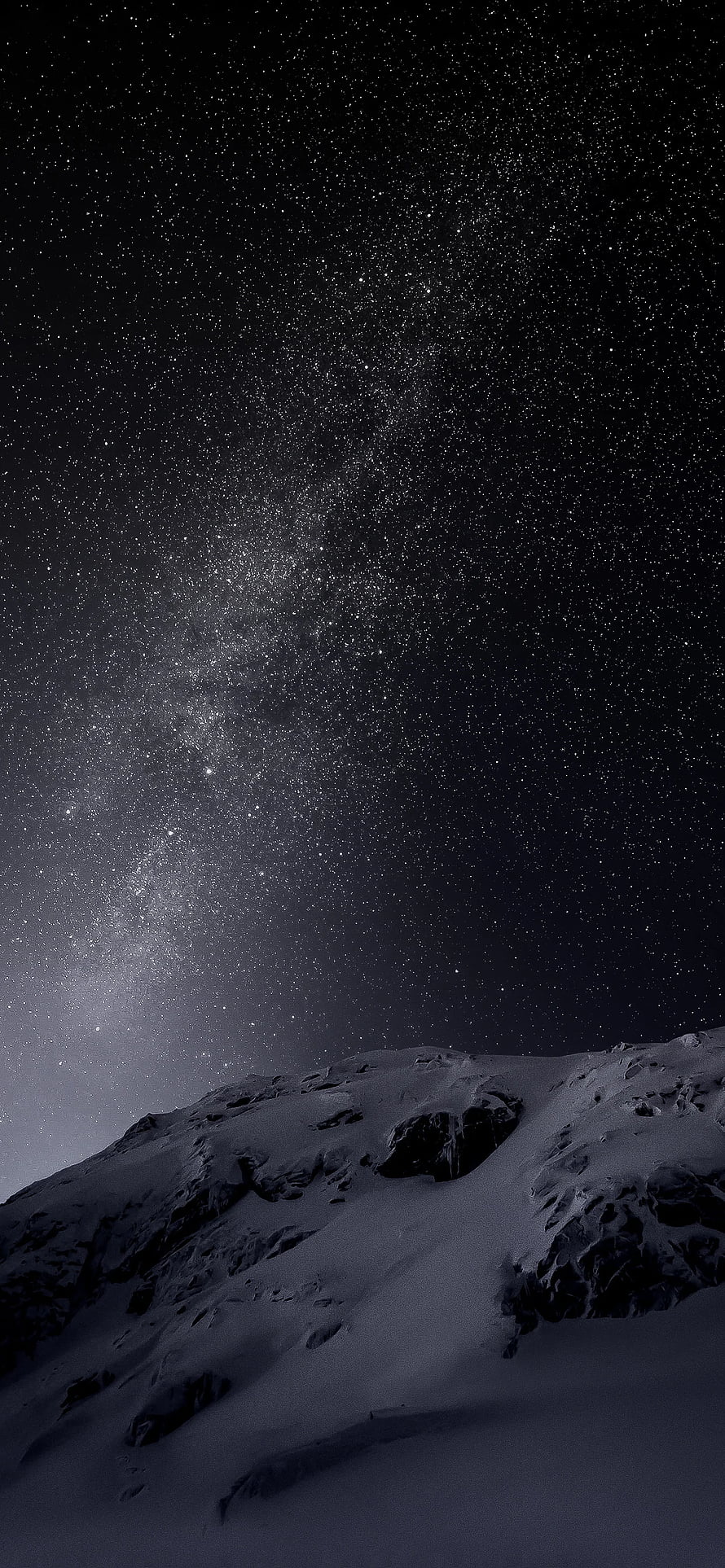 Stunning Milky Way Galaxy Over Snowy Mountain Ridge at Night HD phone wallpaper