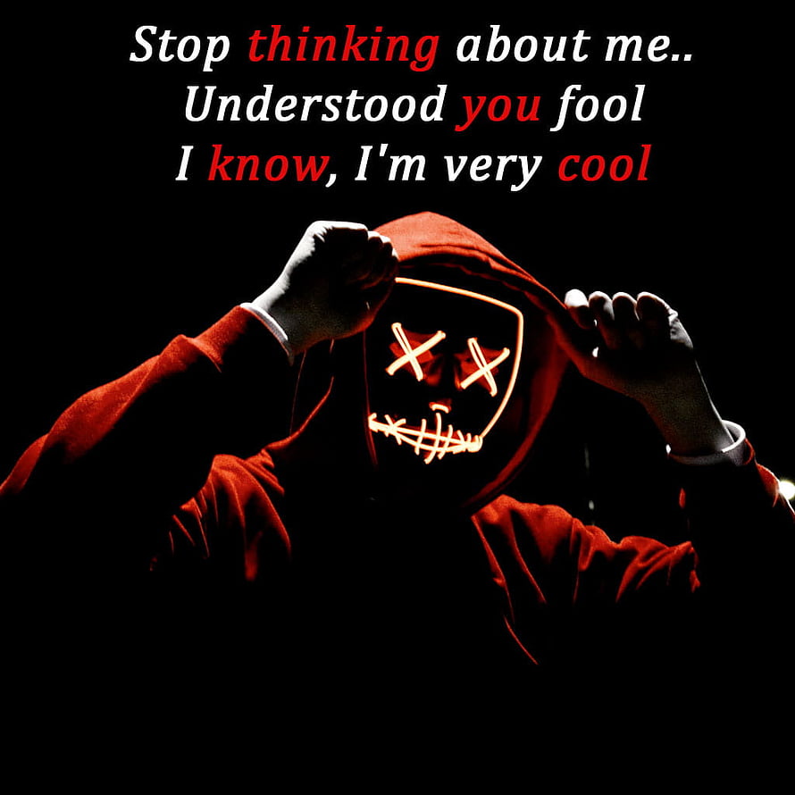 Anonymous hacker in red hoodie with glowing skull mask adjusting hood against dark background HD phone wallpaper