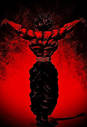 Yujiro Hanma Kengan Ashura Dark Red Aesthetic Anime Character Artwork HD phone wallpaper
