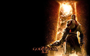 Kratos Standing Before Golden Gate in God of War II Cinematic Artwork HD wallpaper