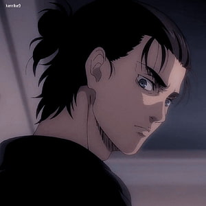 Eren Yeager Anime Portrait with Intense Blue Eyes and Dark Hair HD phone wallpaper