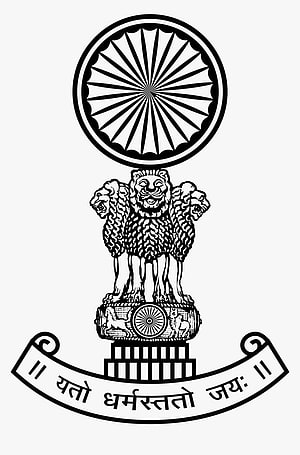 Ashoka Chakra and Lion Capital of Ashoka Emblem in Black and White Line Art HD phone wallpaper