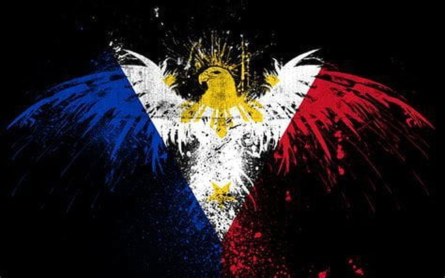 Philippine Eagle and National Flag Grunge Artwork on Black Background HD wallpaper