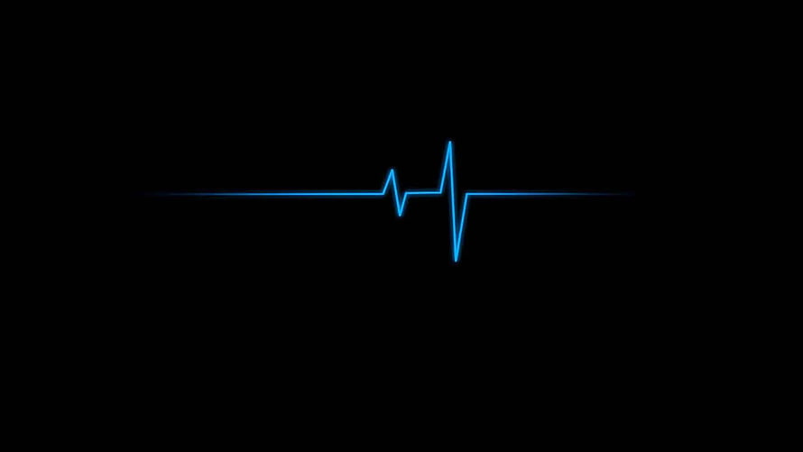 Minimalist Blue ECG Heartbeat Line on Black Background HD wallpaper