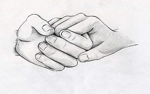 Pencil Sketch of Interlocked Hands Illustrating Intimate Connection and Romantic Bond HD wallpaper