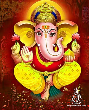 Colorful Illustration of Lord Ganesha Holding Lotus and Modak with Golden Crown HD phone wallpaper