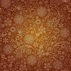 Golden Batik Pattern with Snowflakes and Floral Swirls on Brown Background HD phone wallpaper