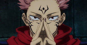 Sukuna from Jujutsu Kaisen in a Close-Up Anime Portrait with Red Hood and Facial Markings HD wallpaper