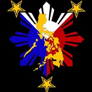 Philippines National Flag Graphic Design with Map Silhouette and Sunburst Motif HD phone wallpaper