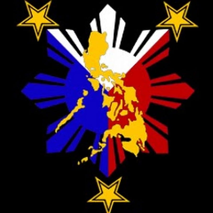 Philippines National Flag Graphic Design with Map Silhouette and Sunburst Motif HD phone wallpaper