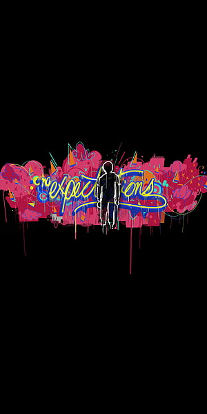 No Expectations Graffiti Art With Hooded Figure Silhouette On Black Background HD phone wallpaper