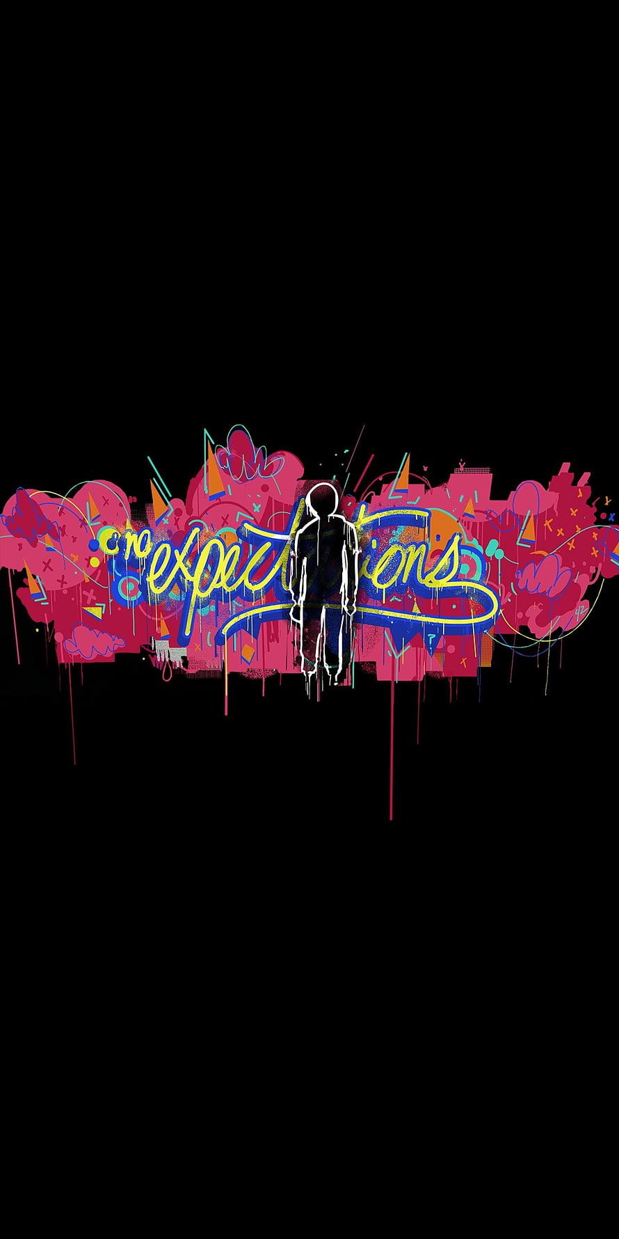 No Expectations Graffiti Art With Hooded Figure Silhouette On Black Background HD phone wallpaper