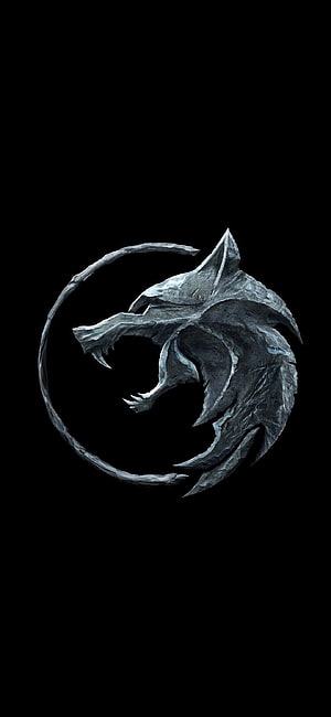 Metallic Wolf Head Logo in Circular Design on Black Background HD phone wallpaper