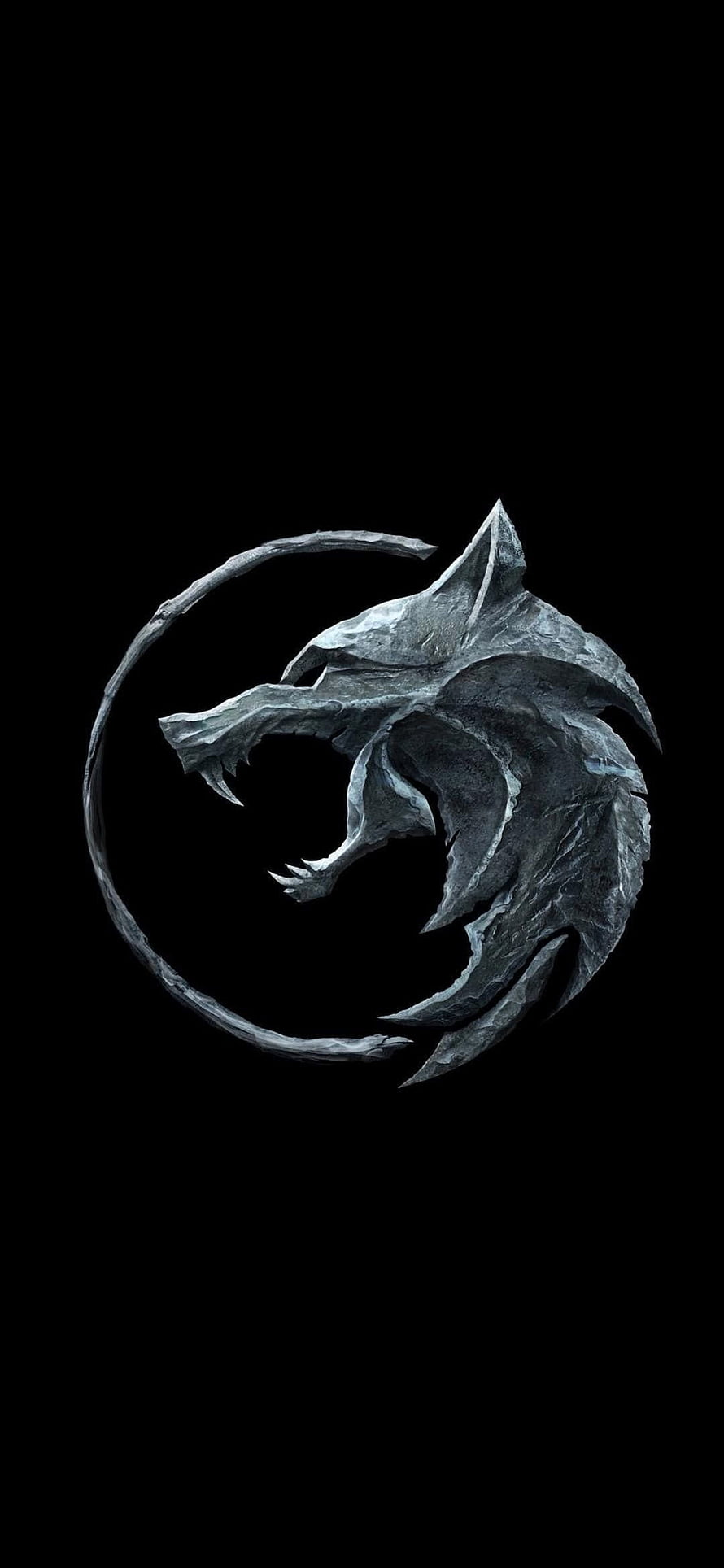 Metallic Wolf Head Logo in Circular Design on Black Background HD phone wallpaper