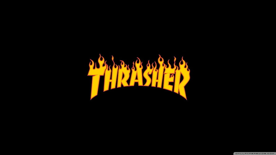 Thrasher Magazine Flame Logo on Black Background HD wallpaper
