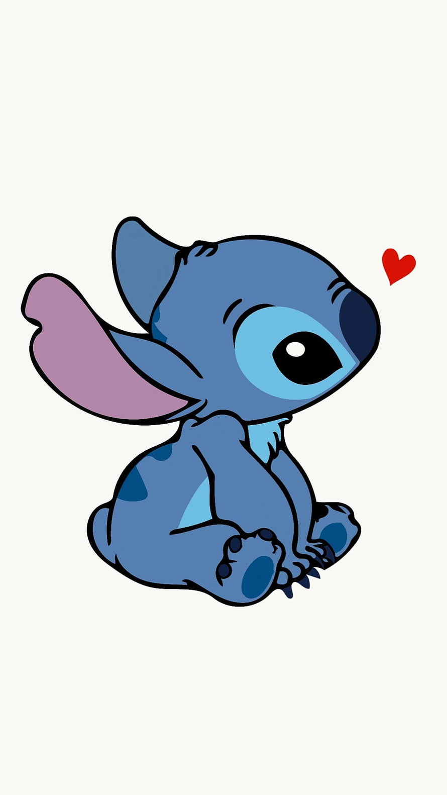 Cute Blue Stitch Cartoon Character Sitting With Red Heart On White Background HD phone wallpaper