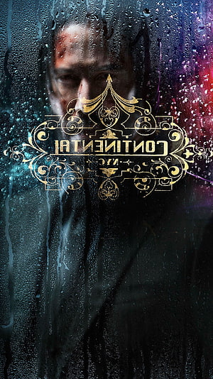 John Wick Continental Hotel Logo Behind Rainy Glass Window HD phone wallpaper